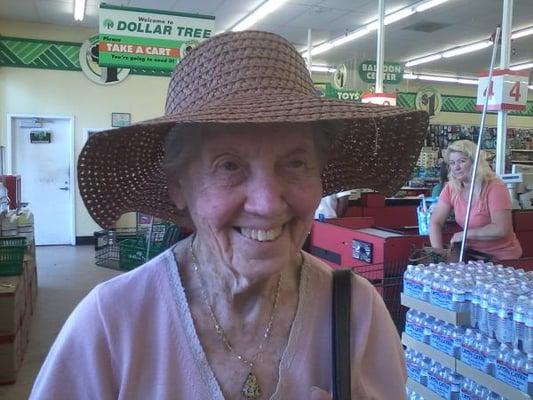 Mom with her new floppy sun hat.