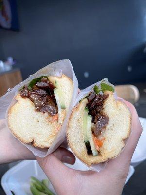 Marinated pork banh mi