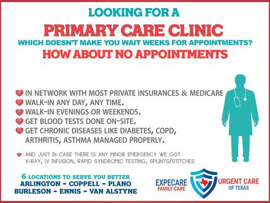 Urgent Care of Texas is the best option for Primary Care Clinic and here are the reasons why