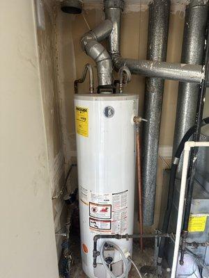 Old water heater with many code violations