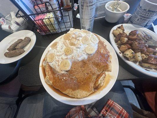 Banana bread foster pancakes