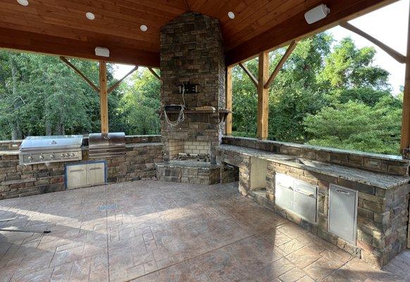 Granite countertop installed in this beautiful outside kitchen