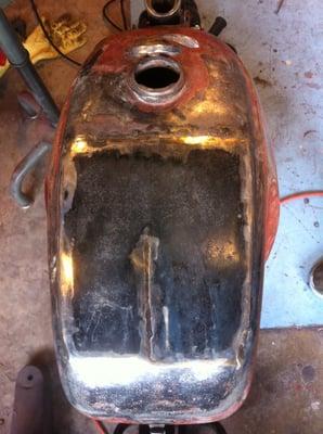 Rare ducati tank. totally fked up job showing after i cleaned up the welds 240 dollars later