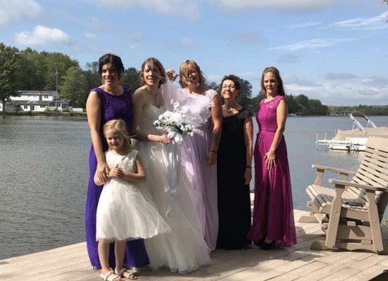 Wedding party on the dock at Spa On The River