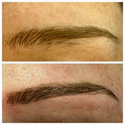 Before and after brows.  Beautiful!