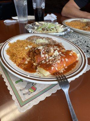 Cheese enchilada and tamale.