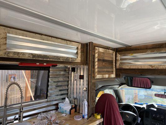 Custom carpentry in a bus