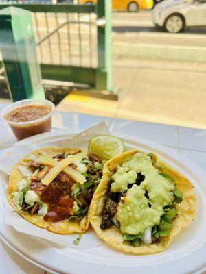 Left: Adobada (marinated pork  Right: Carne Asada