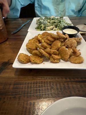 Fried Pickles and Ceasar Salad