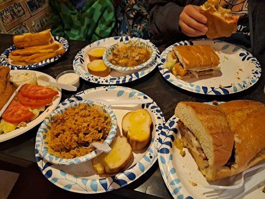 Jambalaya, seafood gumbo, mufelatta, shrimp po boy