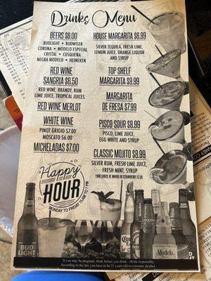 Drink menu