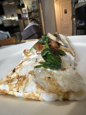 Spinach onion and mushroom omelette