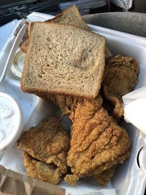 Snapper and catfish combo with hush puppies and cole slaw