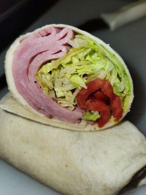 Ham n cheese and wrap with Lettuce and tomatoes