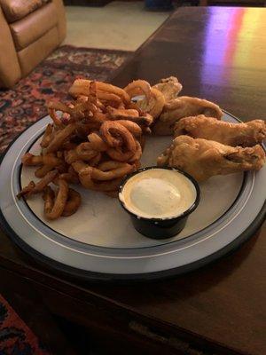 Naked wings and curly fries