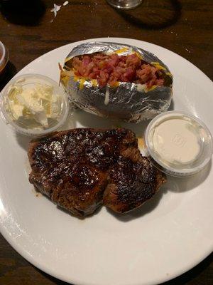 8oz steak with loaded bake potatoe