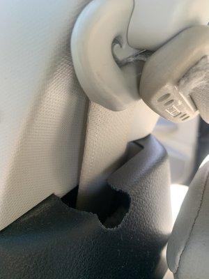 Damage to seatbelt cover