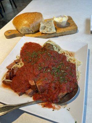 Spaghetti & Meatballs with Italian sausage