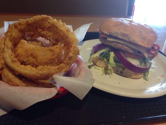 Southwest turkey burger and onion rings!