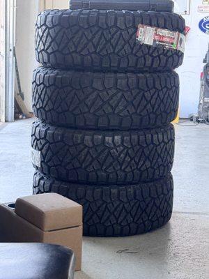 Tires ready to be installed on customers vehicle.