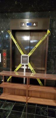 CAUTION elevator closed off by the New Jersey Fire Department