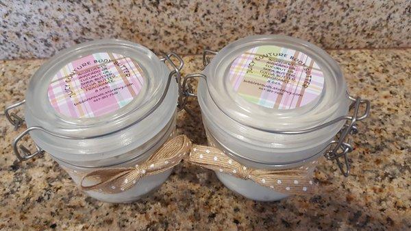 20 wonderful scents of body butter. So rich and decadent. $15 a jar.