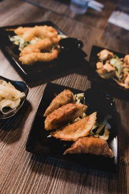 Gyoza | Stuffed Mushrooms | Shrimp Tempura