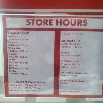 Store Hours