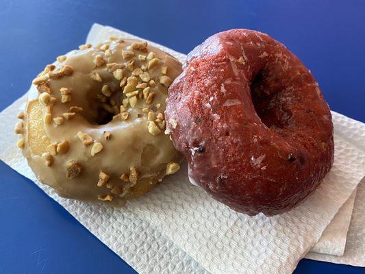 Maple Nut and Red Velvet Donuts