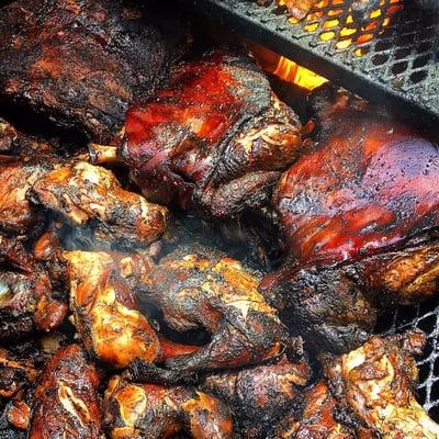 Authentic Jamaican jerk BBQ cuisine. Worlds best jerk Chicken , jerk pork , Lemon Pepper Brisket