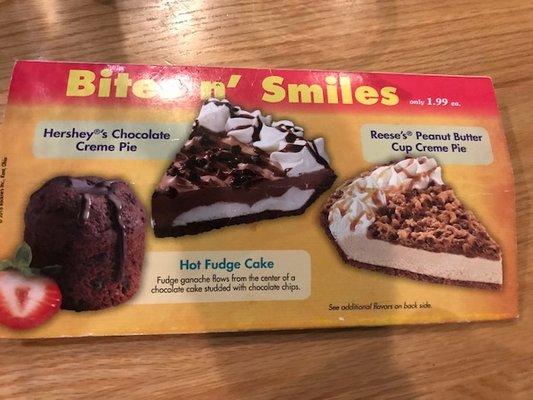 Dessert options.