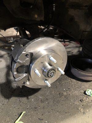 Brand new disc brakes on a 66 Mustang.