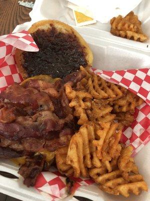 Bacon burger was good and I love their Asian zing sauce but the waffle fries were limp.