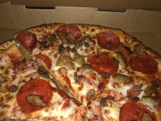 Meat lovers pizza