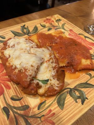 Chicken parm with ravioli