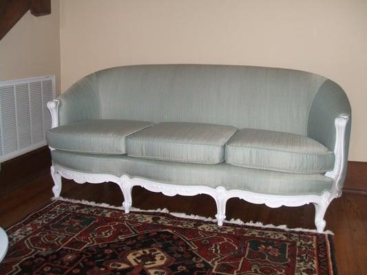 French sofa transformed to modern