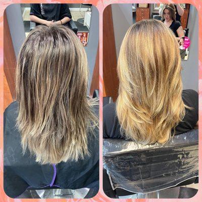 Before & After Balayage
 @Brittany at Hollywood Blonde Salon