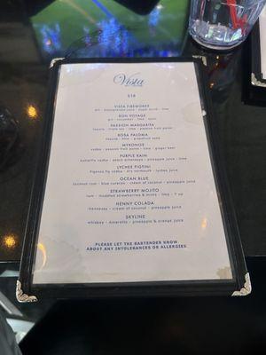 Drink menu