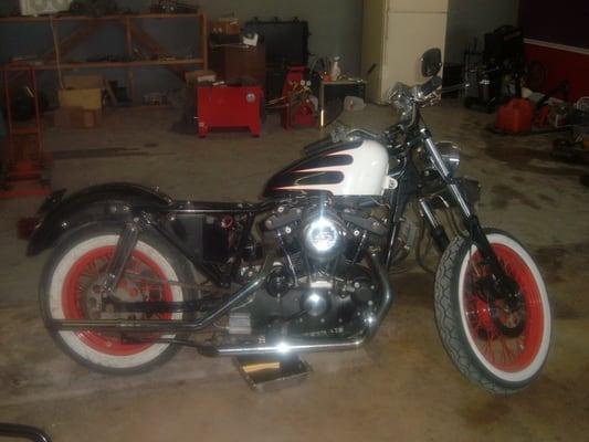 A 1980 Ironhead that we brought in to be repaired.