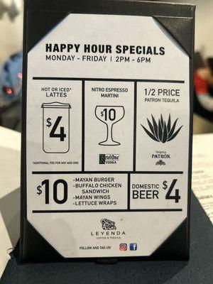 Happy Hour menu circa June, 2024