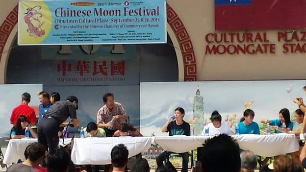 Women's moon cake eating contest.