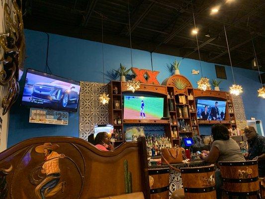 Bar seating and TVs