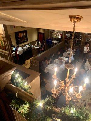 Looking down from the second floor - decorated nicely for the holidays!