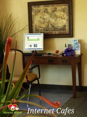 We offer internet cafes for our residents to use complete with WiFi.