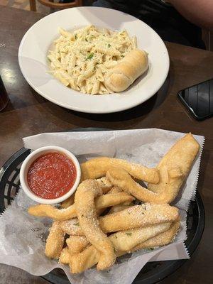 Penne Alfredo and Italian "Fries"