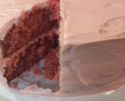 Homemade strawberry cake with cream cheese icing