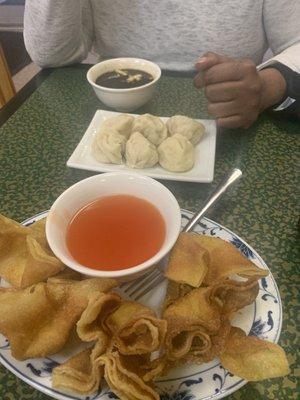 Pork dumplings & crab Rangoons