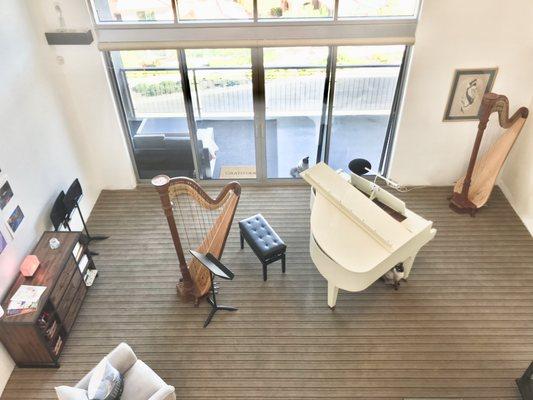 Inside Kristie's Music Studio, offering piano lessons and harp lessons in Summerlin.