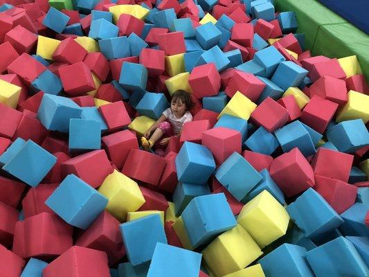 Girl in foam pit