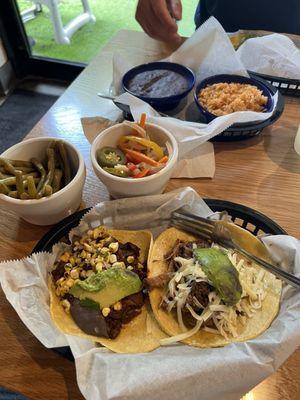 Pickled veggies, The Woody Taco and FTW Taco. Great stuff, full of flavor.